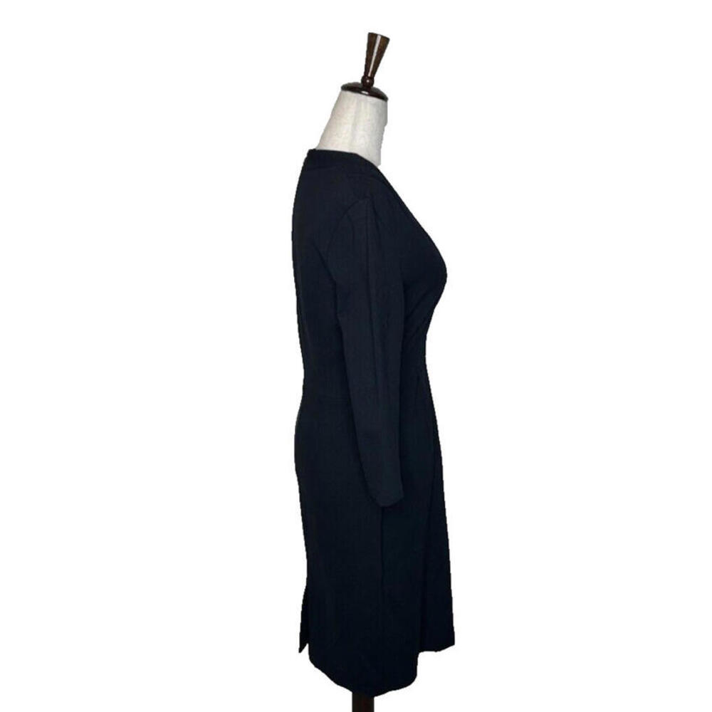Kate Spade Darlene Dress 4 V Neck A Line Little Black Dress 3/4 Sleeve Pintuck - Picture 5 of 9